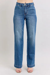High Waist Contrast Thread Straight Jeans With Plus Size Judy Blue MD 0(24)